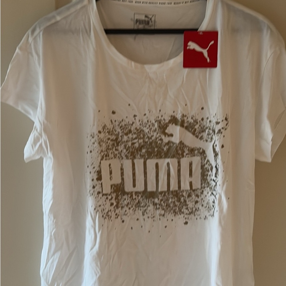 PUMA White Splatter Logo Tee